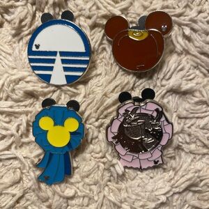 Set of 4 Disney Themed Pins (Mickey Blue Ribbon)